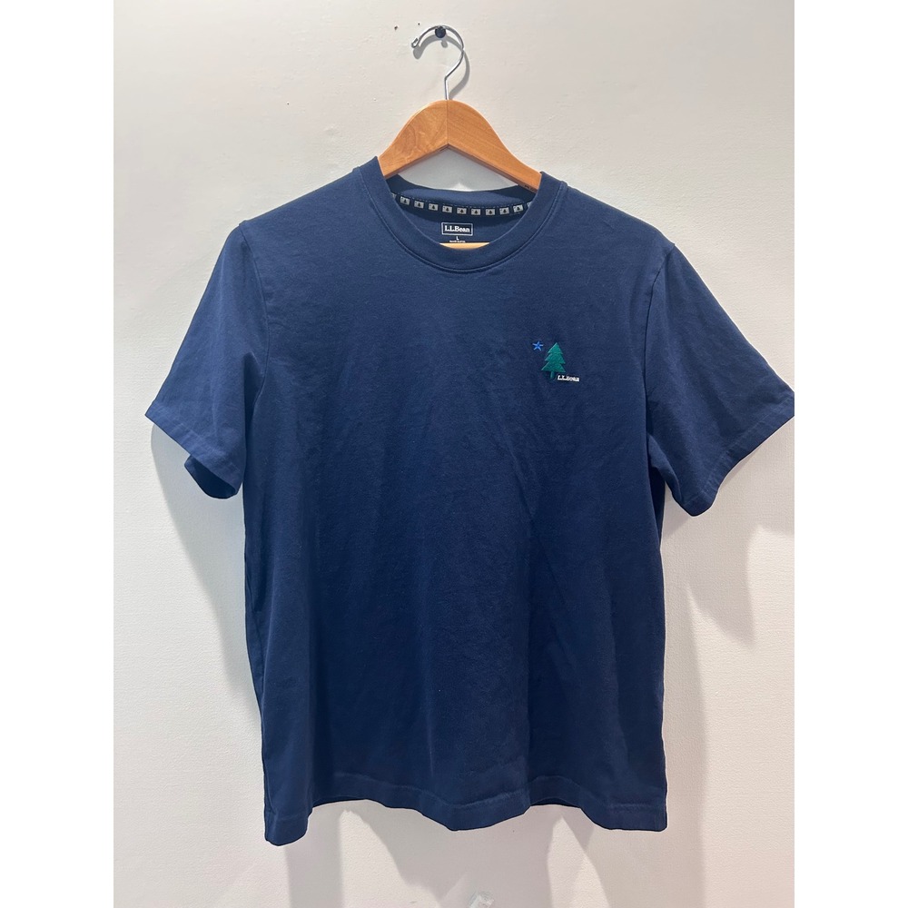 L.L.Bean T-Shirt Mens Large Navy Blue Embroidered Pine Tree Logo